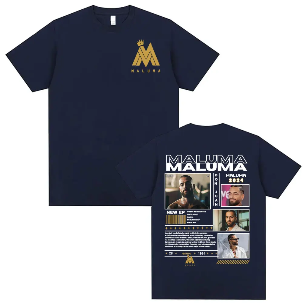 Rapper Maluma Don Juan Tour Merch T Shirts for Men Fashion Vintage Hip Hop Punk T-shirts Unisex 100% Cotton Short Sleeve T Shirt