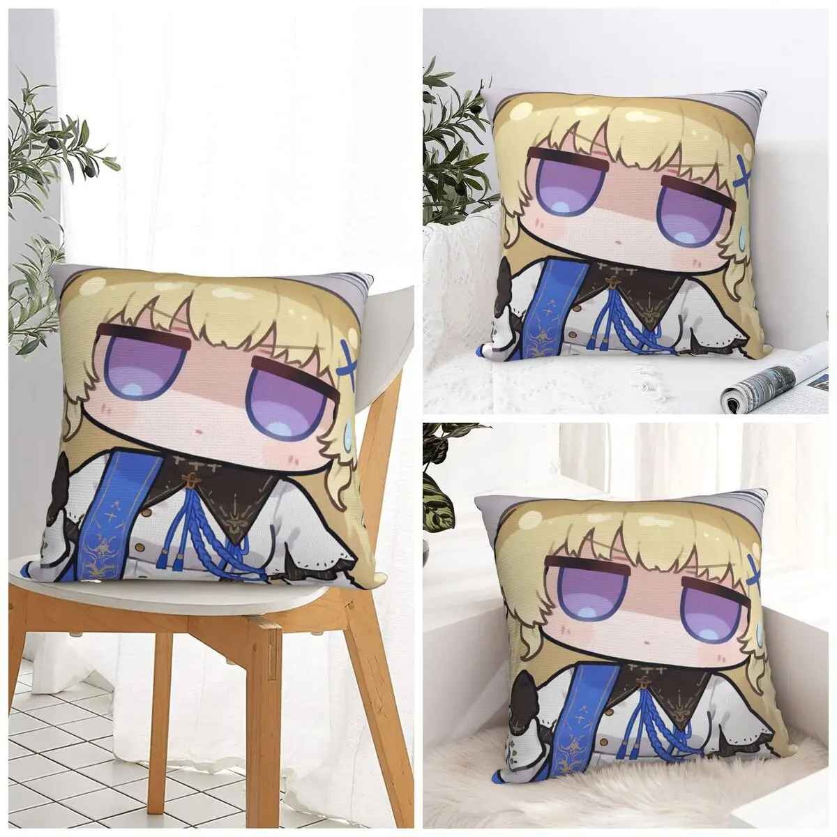 Cute Q Version Wuthering Waves Rinascita Phoebe Zani Pillow Cover Soft Pillow Case Cushion Cover Vintage Custom Pillowcases