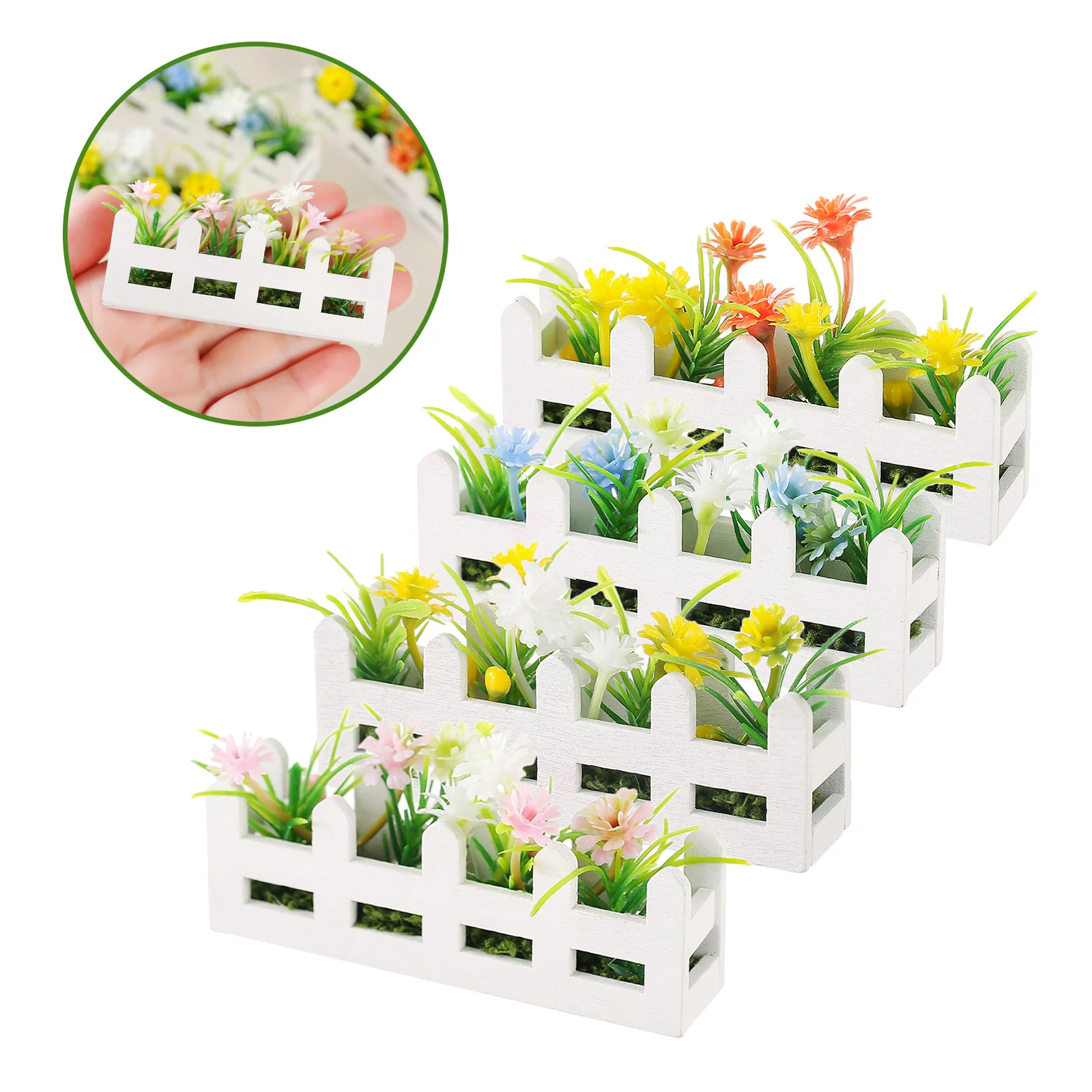 

4 шт. мини деревянный забор миниатюрный имитационный забор искусственная зелень бонсай аксессуары для растений для кукольного домика садовый балкон