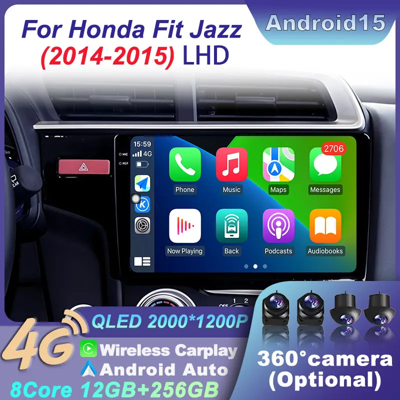 

Navigation GPS 10 inch WiFi Car Radio LHD DSP Stereo Multimedia Player Android 15 for HONDA FIT JAZZ 2014-2015 System Carplay 4G