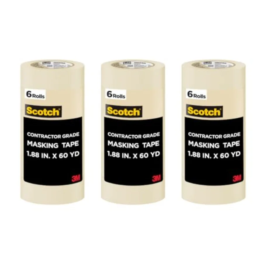

Painter's Tape Contractor Grade Masking Tape, Rolls, 1.88 in x 0.1 yd, Removes Easily Without Leaving Sticky Residue, Interior