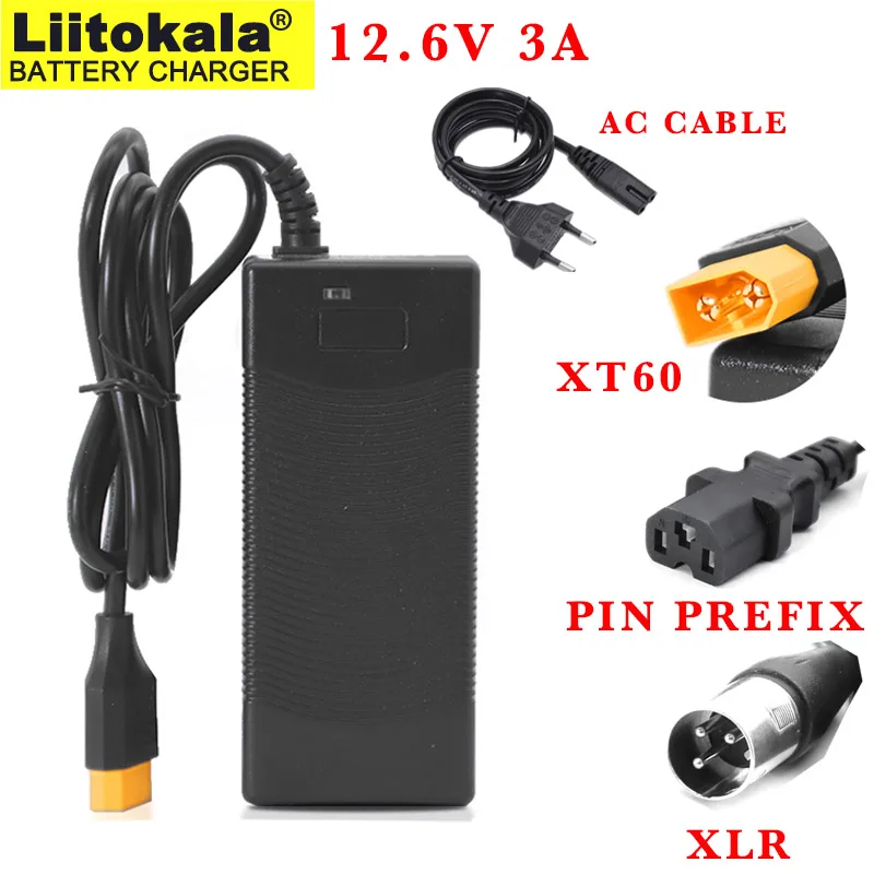 12.6V 3A Lithium Battery Charger 3 series 3.7V 18650 21700 lithium Batteries pack 12V charger XT60/XLR/Triangle Plug