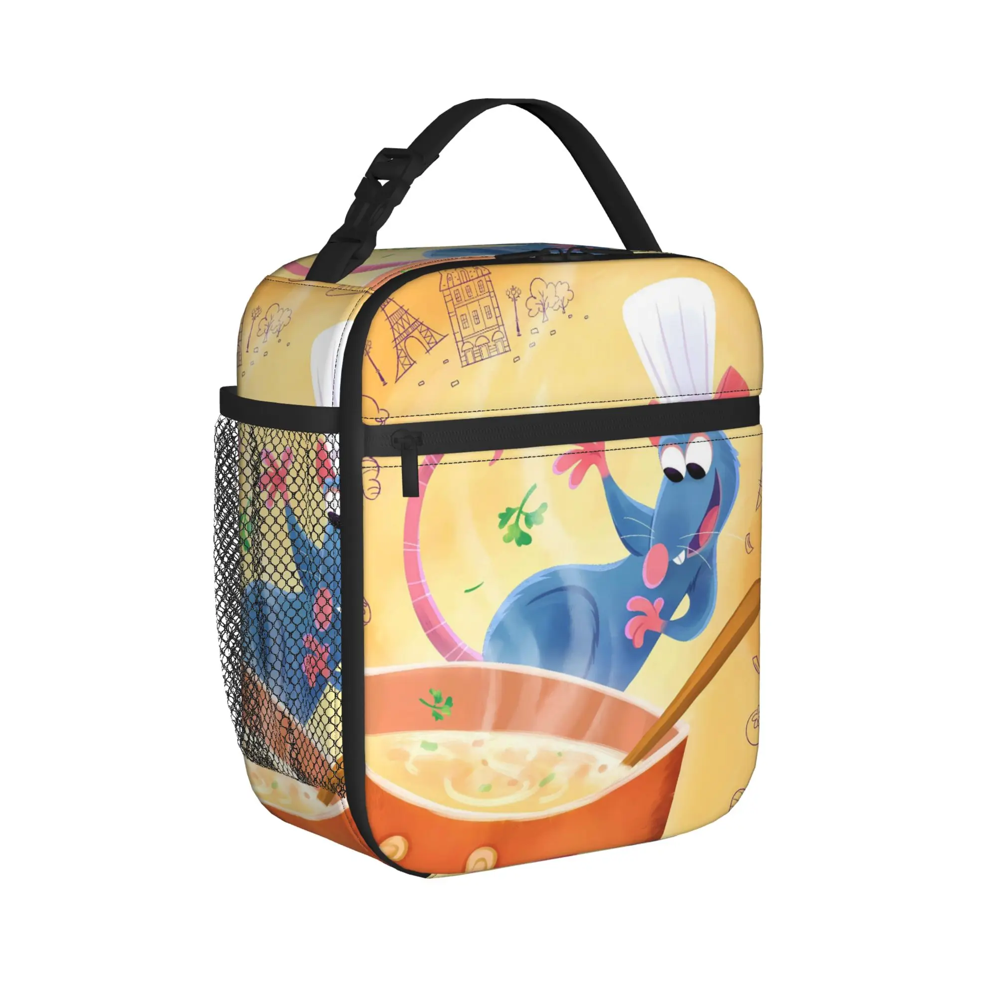 Ratatouille Lunch Bag  Vintage Lunch Box Outdoor Picnic Portable Tote Food Bags For Child Oxford Print Cooler Bag