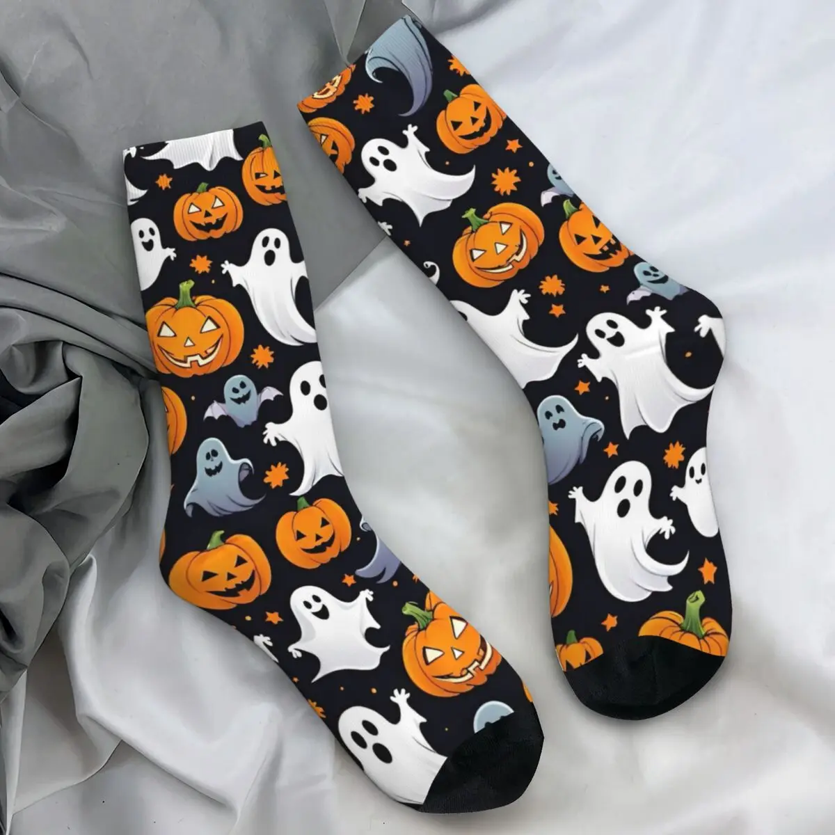 Couple Socks Horror Halloween Pumpkin Bat And Ghost Trick or Treat Stockings Winter Korean Socks Graphic Outdoor Anti Skid Socks