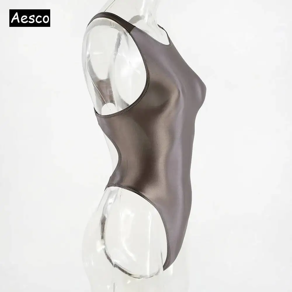 

Summer Sexy Glossy Satin Women Bodysuit Plus Size Swimsuit Romper One Piece Body Suits Swimwear