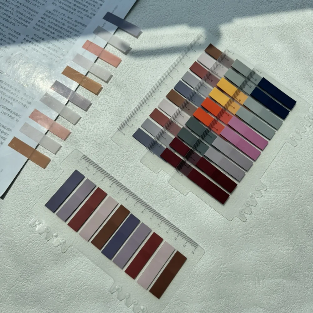 مذكرة لاصقة، علامات تبويب مؤشر شفافة، أعلام السهم، قرطاسية لعلامات الصفحة، ملصقات مخططة للمكتب والمدرسة #3