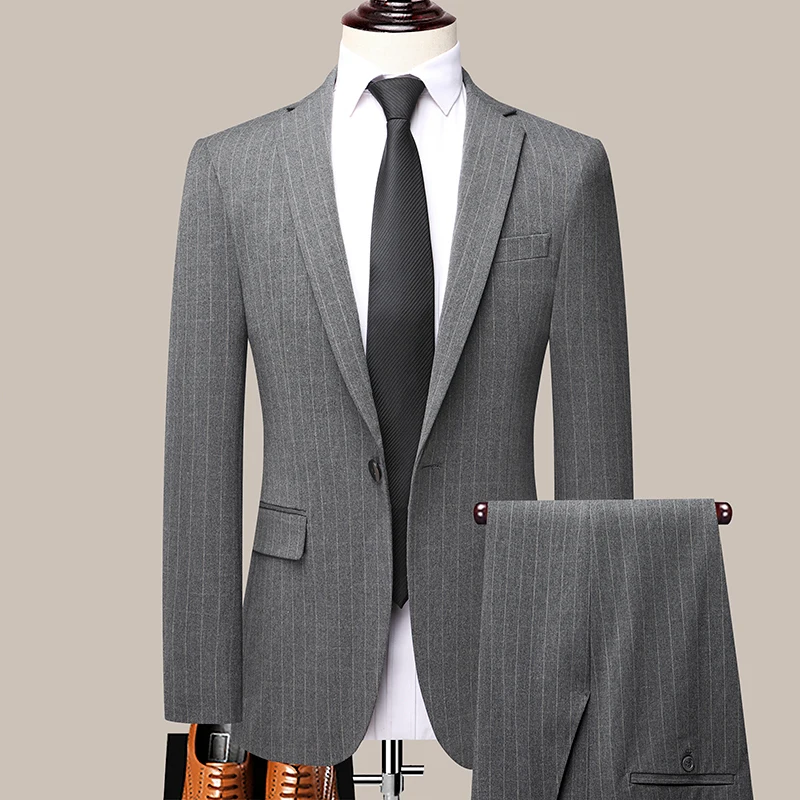 

Nice New Men Suits Spring Autumn Business Formal Casual 2 Pieces Suit Plaid Slim Party Prom Fashion Wedding Groom Banquet Gray