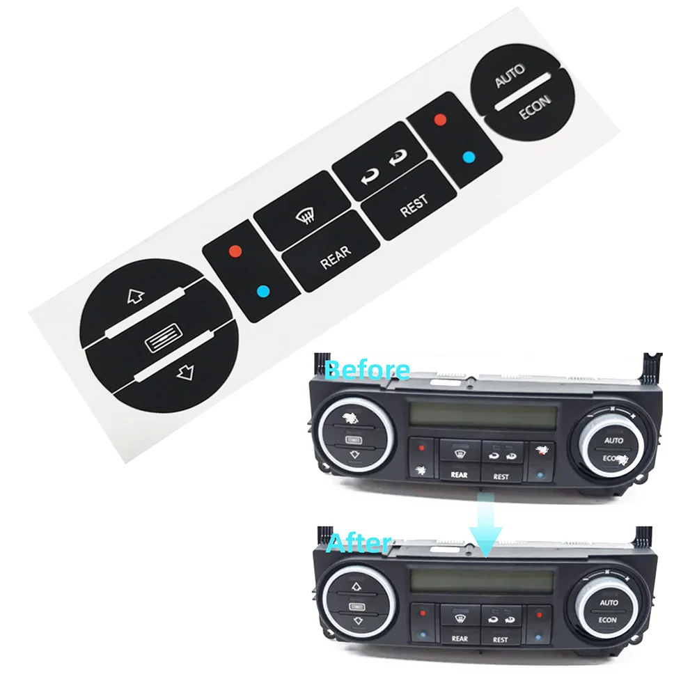 1Pc Button Repair Decal Sticker For T5 For T6 Climate Control Black Vinyl Overlay With White Lettering To Fix Worn Switches