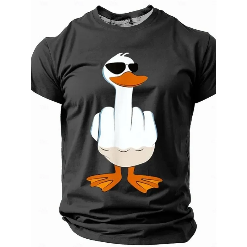 Camiseta con estampado de pato 3D para hombre, camiseta informal holgada y cómoda de manga corta para uso diario, deportes de calle al aire libre, verano 2025