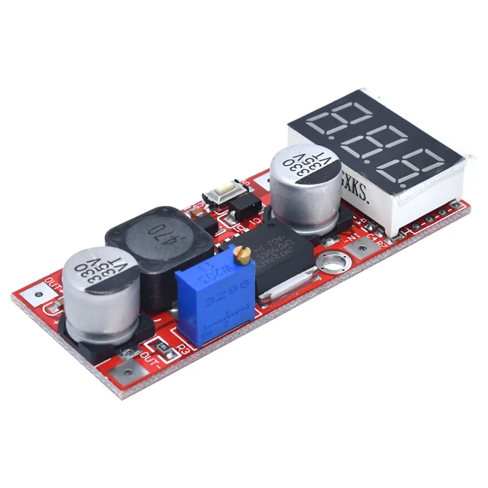 High precision Red voltmeter display DC-DC LM2596 adjustable power supply step-down module with digital 3A12V/24V to 12V 5V3.3V