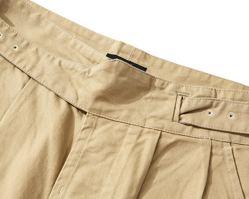 2025 American Autumn Vintage British 100% Cotton Army-Inspired Gurkha Pants - Men's Relaxed Fit Khaki Trousers Retro OKONKWO