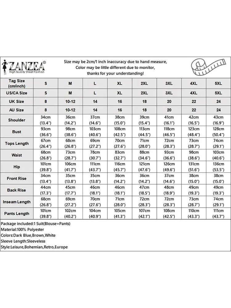 2pcs Fashion Tracksuits Women Outfits Summer Elegant OL Work Pant Sets ZANZEA Elegant Sleeveless Tops  Wide Leg Trousers Suit