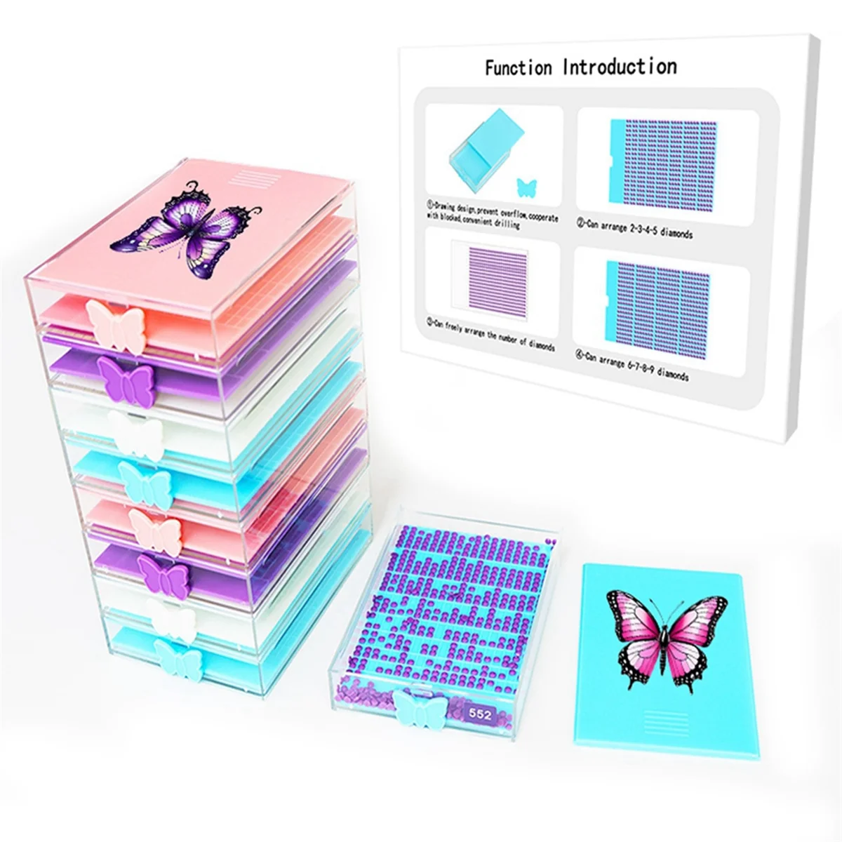 DIY Craft Diamond Tray Painting Stackable Drawer Box Tray Large Capacity Multi Placing Drill Storage Container D