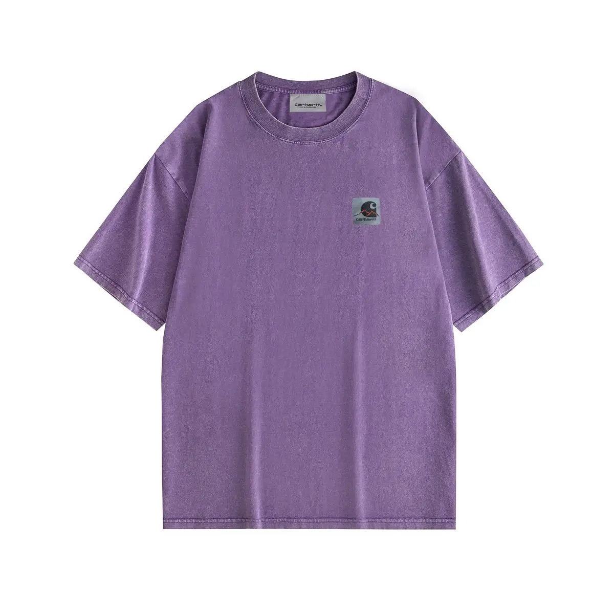American heavy-duty washed cloth label short-sleeved T-shirt trendy tooling top