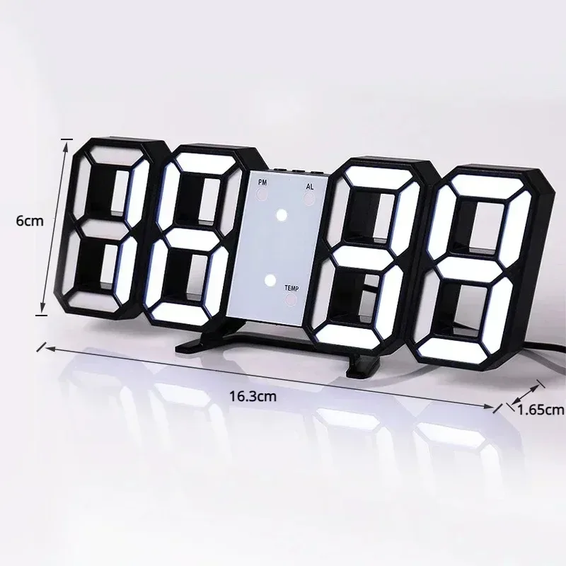 3D LED Digital Clock with Night Glow Mode, Adjustable Electronic Clock for Bedroom Room Decor