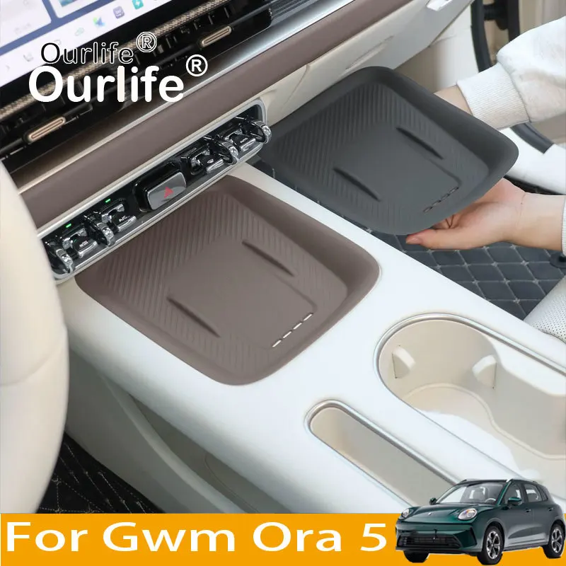 

For Gwm Ora 5 2026 2027 Car Styling Central Control Wireless Charging Silicone Pad Panel Protective Cover Accessories