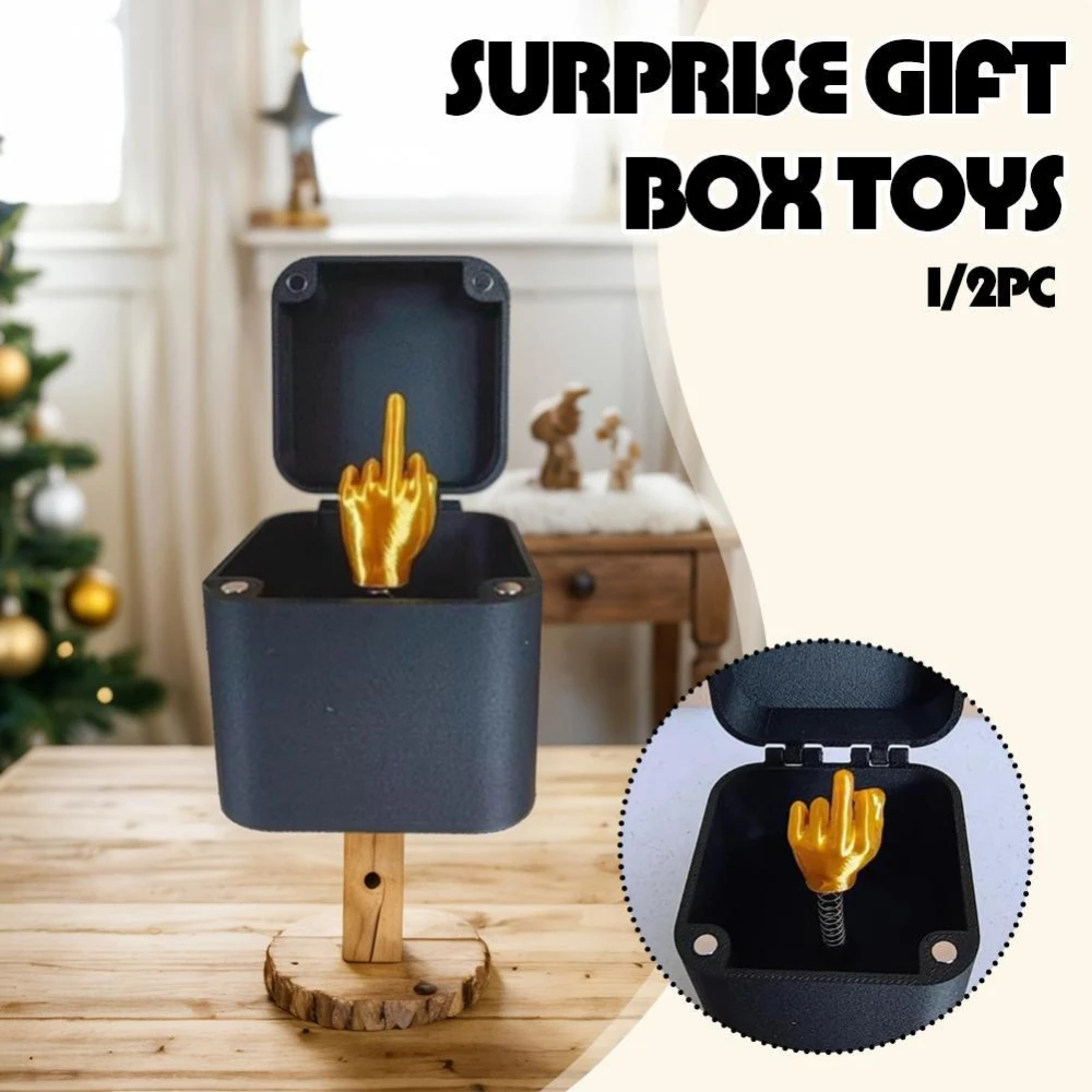 Middle Finger Surprise Gift Box Christmas Fun Prank Gift Office Desk Home Decor Gift Decoration Toys Children's Miniature Crafts