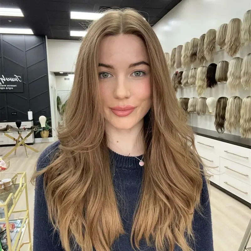 

Парик высокого качества 13x4 Midlle Part Ombre Карамельно-коричневый мелированный парик Синтетический HD Парик фронта шнурка Бесклеевая линия волос с волосами ребенка