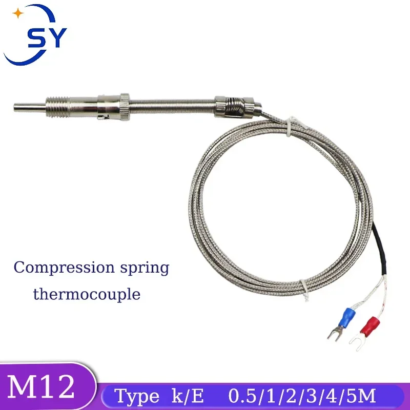 M12 Spring Thermocouple Temperature Sensor K/E Type Signal Temperature Control Probe Injection Molding Machine Measurement