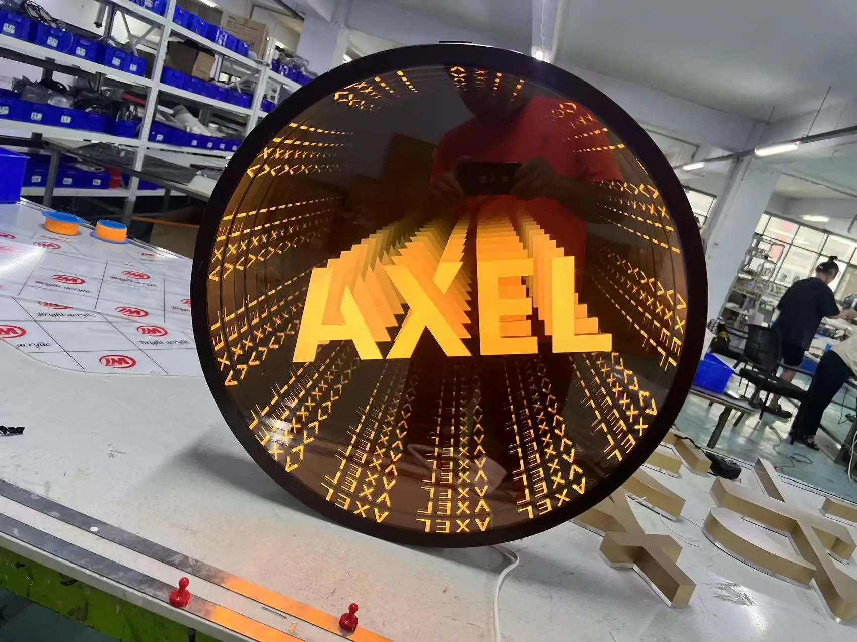 Customized LED 3D Acrylic Neon Infinity Mirror Decorative Abyss Office Wall Art view 5