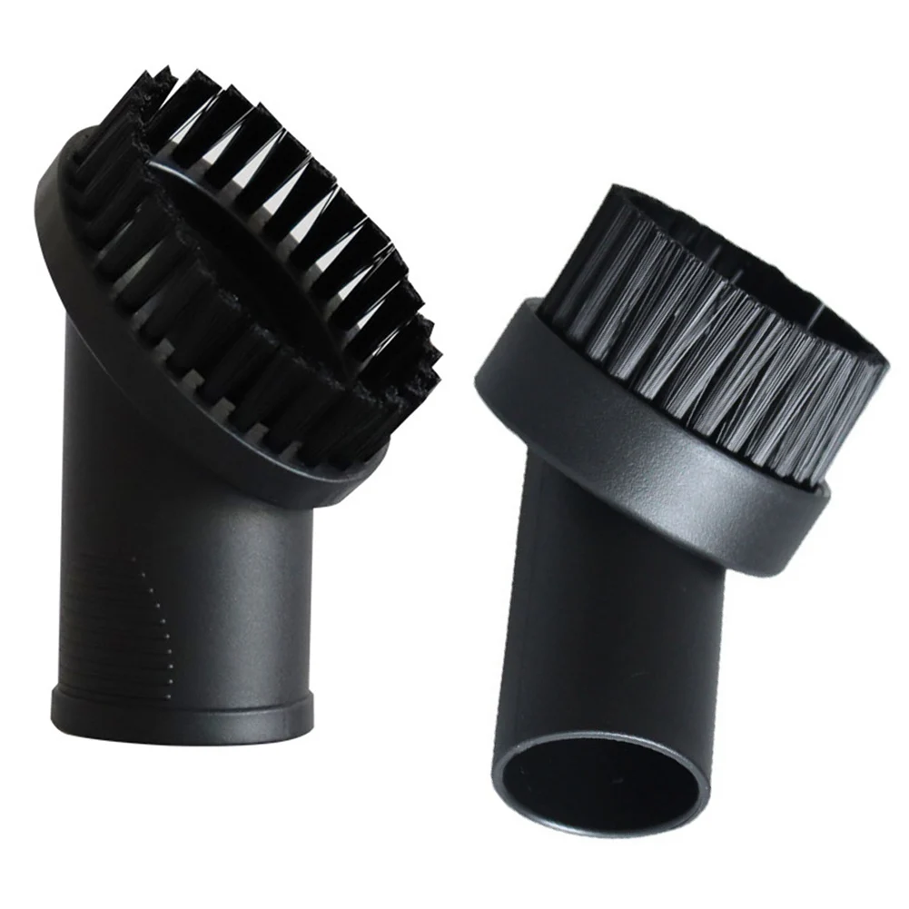 2Pcs 32mm Round Brush Soft Horsehair Bristle Nozzle For Vacuum Cleaner Furniture Car Interior Cleaning Tool Accessories Black