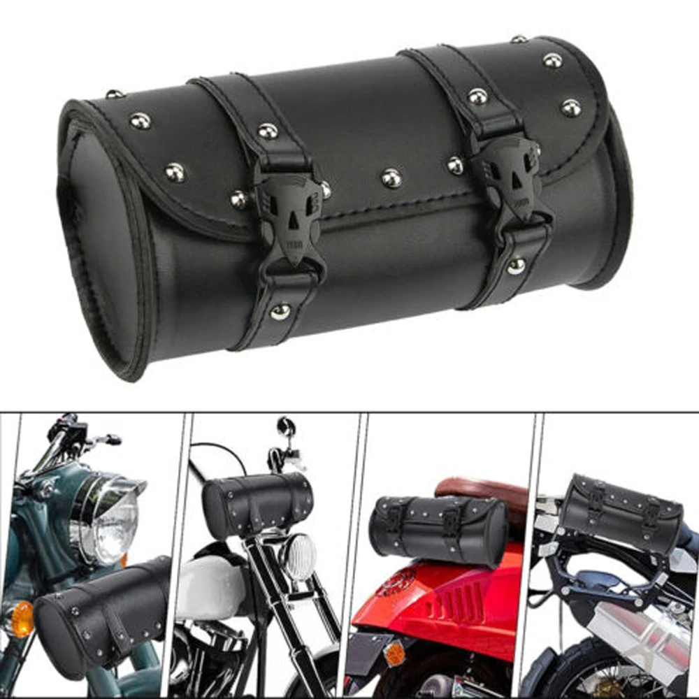 Bolsa de herramientas de horquilla delantera para motocicleta, bolsa Universal para manillar, compatible con Harley Sportster, Kawasaki, Yamaha, Dyna, Softail