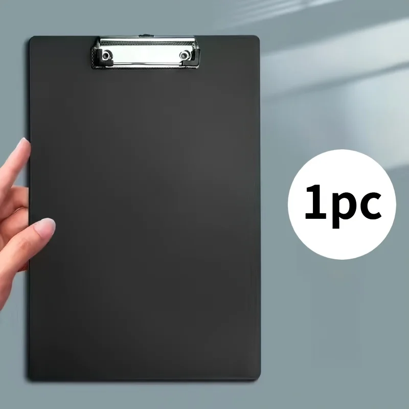 قطعة واحدة من الحافظة البلاستيكية السوداء، حافظة مقاس 12 × 8 بوصة تحمل 80 ورقة، لوحات مشبك سوداء منخفضة المستوى بكميات كبيرة للكتابة، مشبك لوحة