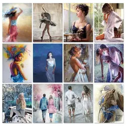 GATYZTORY 40x50cm DIY Frame Pictures By Number Women Kits Painting By Number Modern Figure Drawing On Canvas HandPainted Art Gif