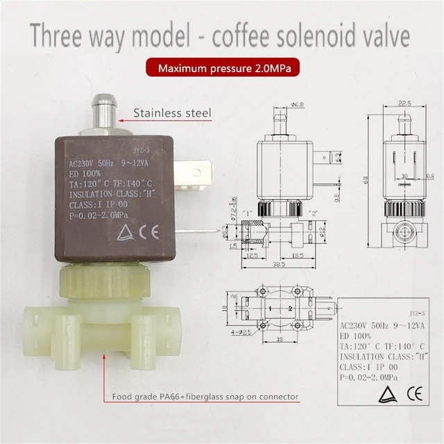 Elettrovalvola Two-way Three-way 230V 50Hz Solenoid Valve For Coffee Machine High-temperature Resistant Electromagnetic Control Valve Acqua e vapore — dettaglio 3