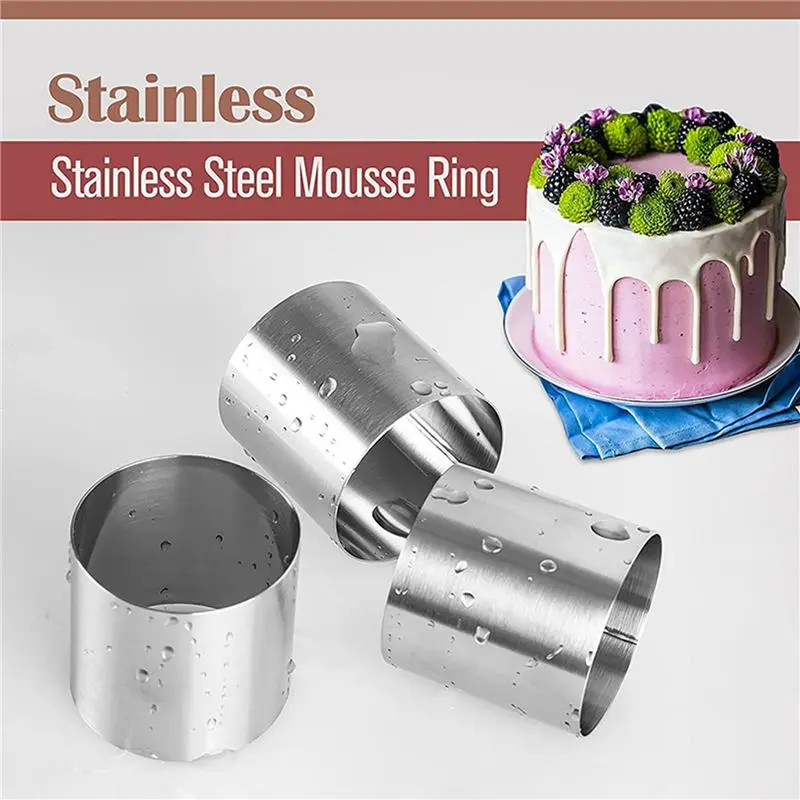 FAST-30 Pieces Stainless Steel Mousse Rings Round Biscuit Cutter Cake Mold Kitchen Baking Pastry Tool For Tart,Fondant,Etc