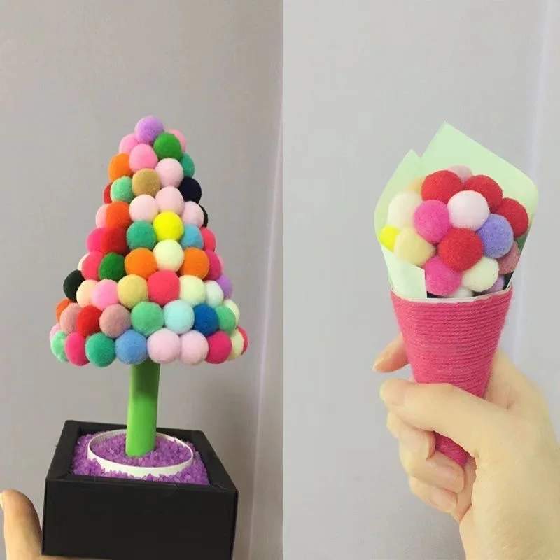 100pcs Medium Multicolor Pom-Pom Balls, Fluffy Handmade Craft Balls, Suitable for DIY Crafts, Weddings, Party Decorations