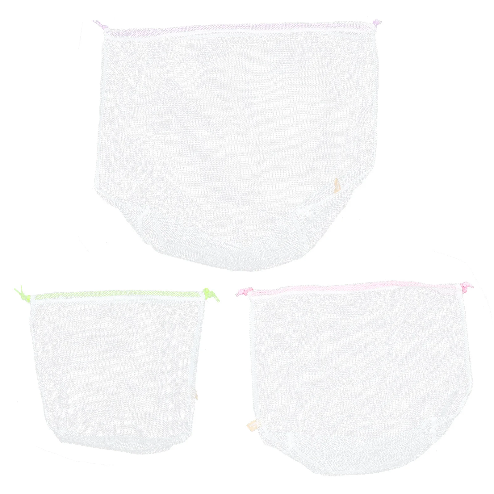 

3pcs Foldable Laundry Bags Mesh Drawstring Washing Pouch For Delicate Clothes Underwear Pantyhose Travel Dorm Storage Organizer