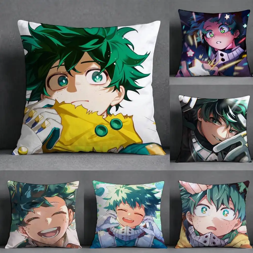 My Hero Academia Izuku Midoriya Pillow Case Square Double-Sided Sofa Cushion Cover Bedroom Bedside Pillow