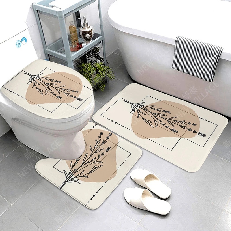 Anti-slip Bath Mat Bathroom Rug Shower Mat Decorative Absorbent Foot Mat Entrance Bathtub toilet rug boho Nordic plant leaf