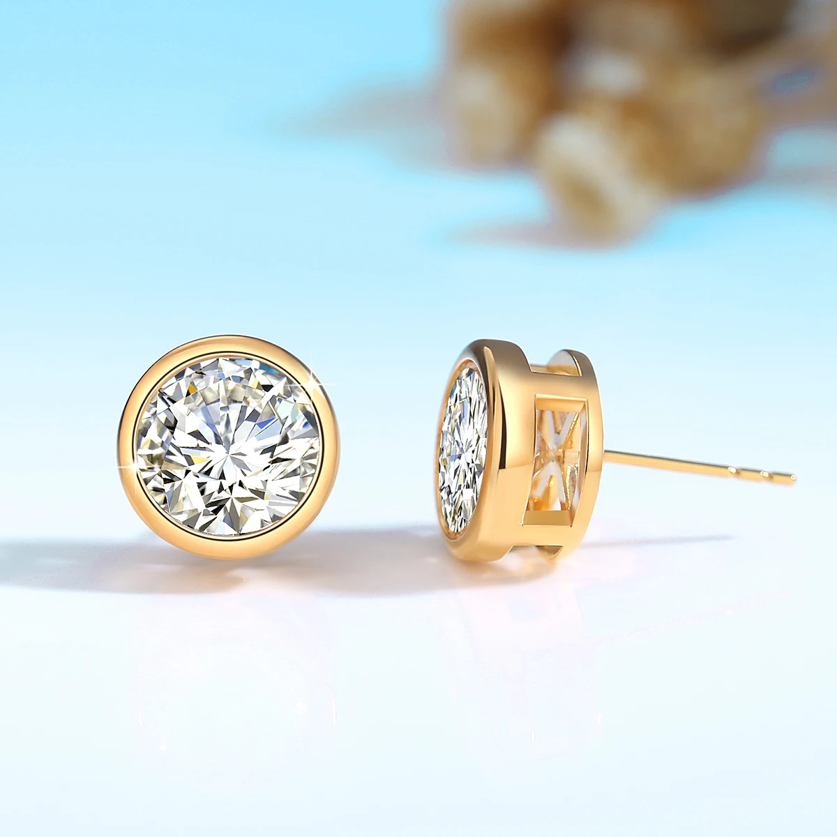 2024 Trend Real Gold Earrings 18k Certifid Elegant Women1ct Moissanite Diamond Earrings Stud Luxury For Wedding Fine Jewelry New