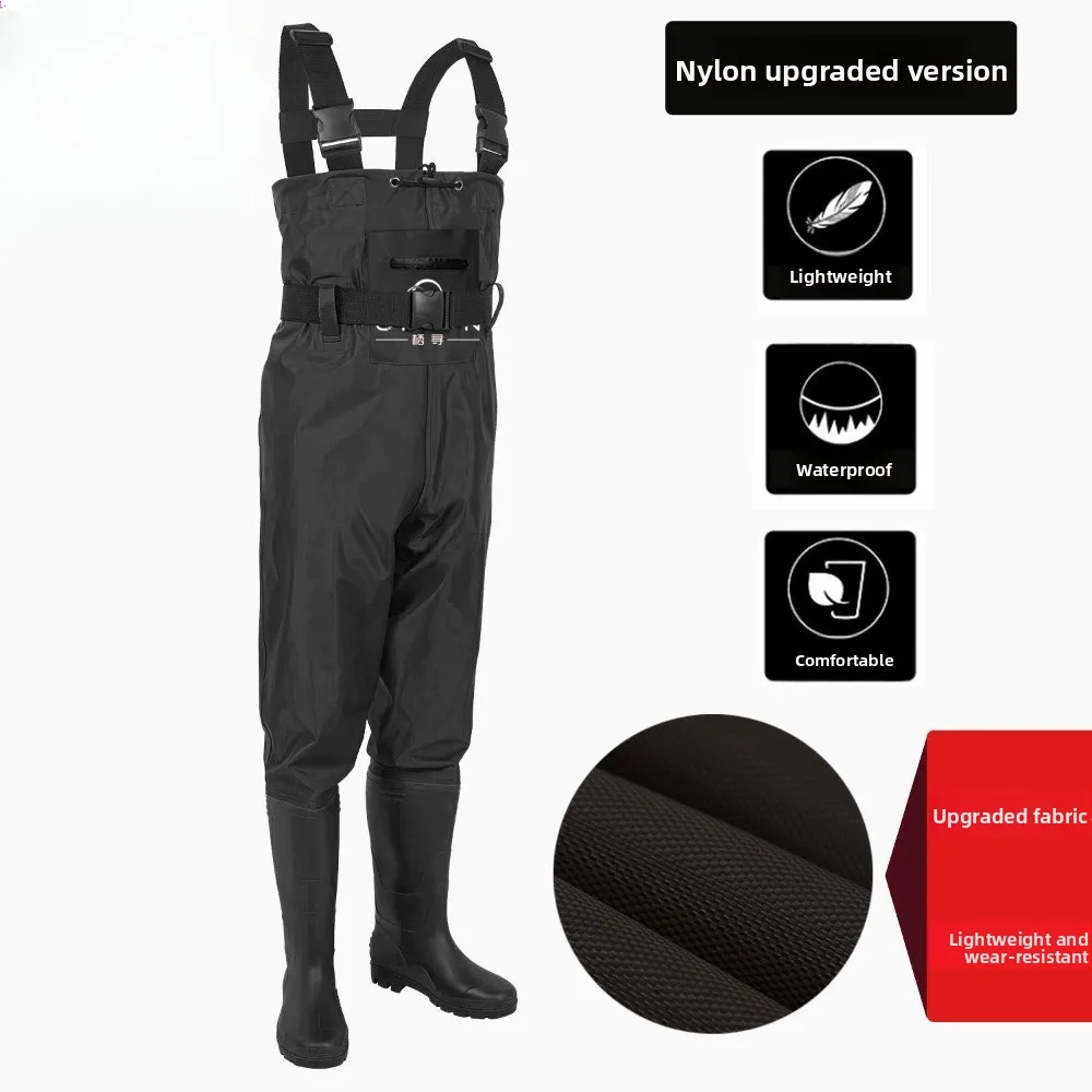 Nylon Chest Waders, Waterproof Fishing Rain Pants, Thickened Windproof Fishing Gear, Anti-Slip Wear-Resistant for Wading