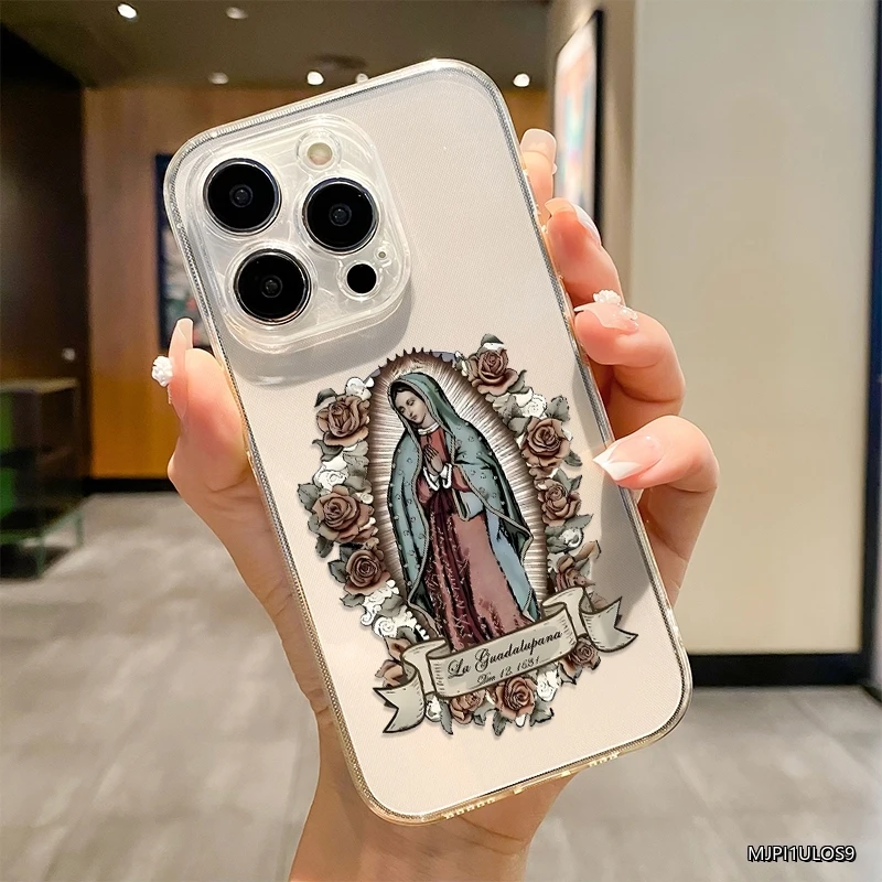 Funda Transparente La Guadalupana 1681 Madonna para iPhone 17 16 15 14 13 12 Pro Max Mini 11 XR SE XS 8 7 Plus ProMax