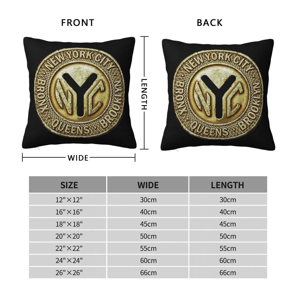 New York Subway Train Token Square Pillowcase Polyester Linen Velvet Pattern Zip Decor Throw Pillow Case Room Cushion Cover