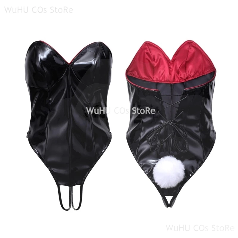 การออกแบบเดิม PU หนังสาวกระต่ายคอสเพลย์เครื่องแต่งกายสีดํา Jumpsuit บิกินี่ชุดชั้นในผู้หญิงเซ็กซี่คอสเพลย์ชุดเซ็กซี่ชุดชั้นใน