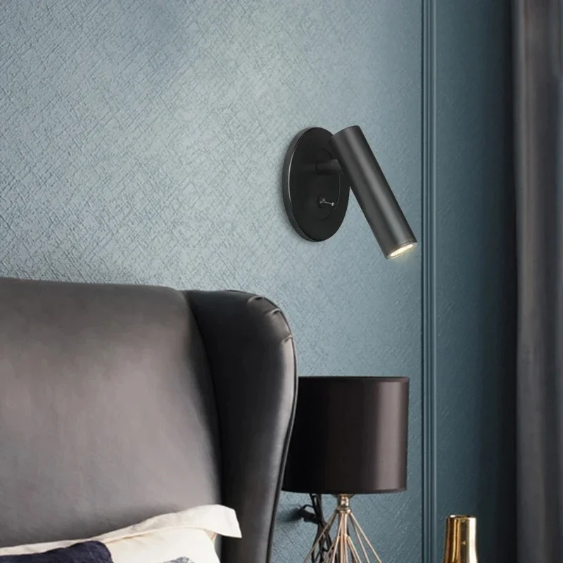Embedded LED Reading Wall Lamp with Switch Adjustable Hotel Bedroom Bedside Headboard Sconce Spot Led Light Fixture AC110-220V