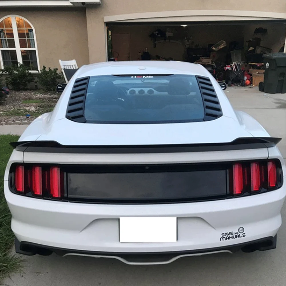 Car Matte Black Automotive Blinds Rear Louver Sticker For Ford Mustang 2015-2023 ABS Exterior Auto Rear Window Decorative Pane