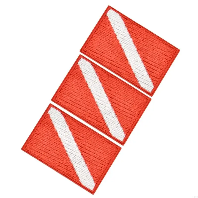 Pack of 3 Sewable Diving Themed Decorations Diving Flags Perfect for Diver Souvenir Personals Apparel Customization 