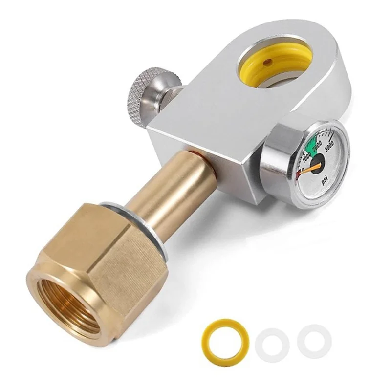 Top Verkoop CO2 Refill Adapter Fit Voor Duo, Art, Terra Quick Connect CO2 Cilinder Met 3000Psi Manometer Voor W21.8-14 CO2 Bottl