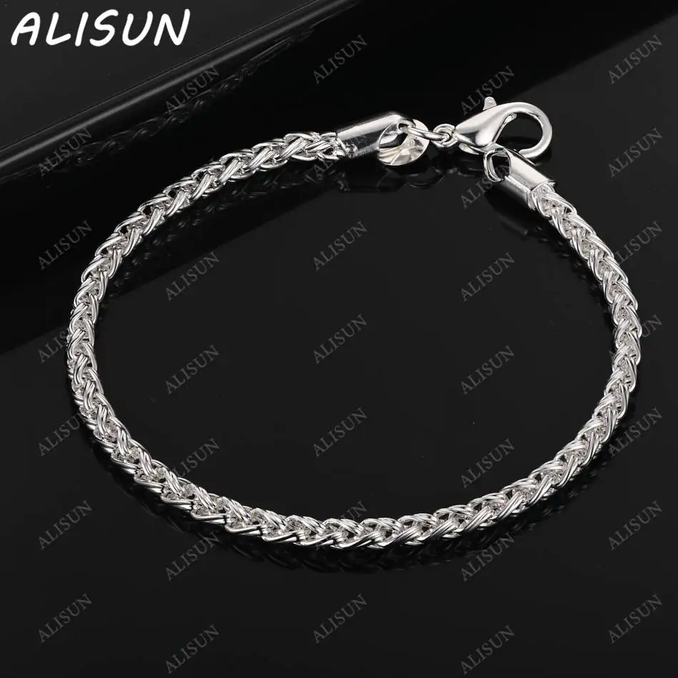

ALISUN 925 Sterling Silver 4mm&6mm Bone Chain Bracelets For Women Anniversary Gift Popular Wild Fashion Romantic Jewelry