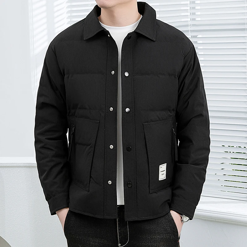 New Arrival Men\'s Casual Duck Down Jackets 2026 Autumn Winter Single Breasted Puffer Coats Street Windproof Warm Padded Clothing