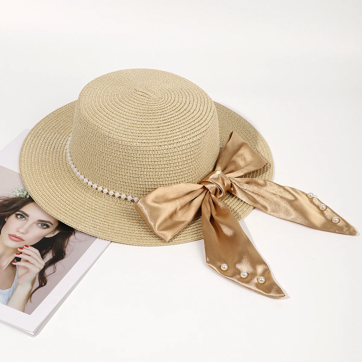 Straw Hat Female Summer Seaside Travel Beach Sun-shade Sun Protection Hat Uv Protection Sun Hat British Flat Top Summer Hat