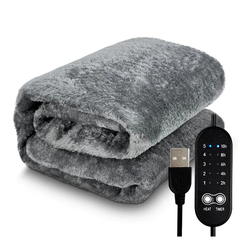 

Electric Heating Blanket USB Heater Blanket Plush Winter Warm-Up Adjustable Temperature Timing Heating Pad 80X160 Cm-ABHG