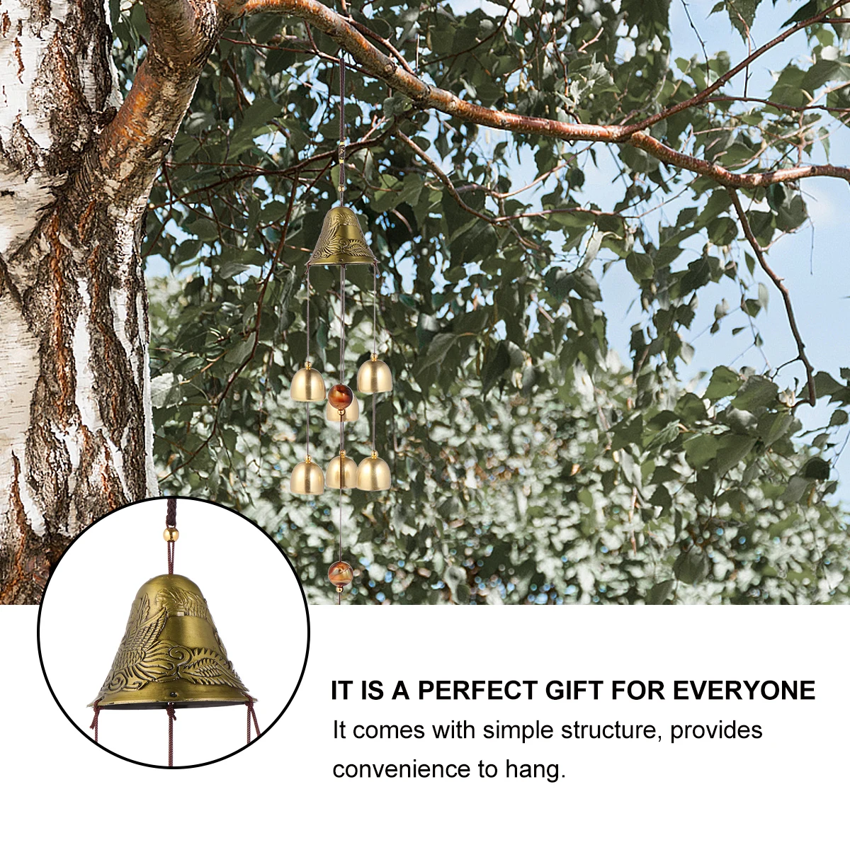 

Metal Tube Wind Chimes Decorative Zinc Copper Iron Alloy Pendant Hanging Vintage Bell Room House Gift Dragon Phoenix Pattern