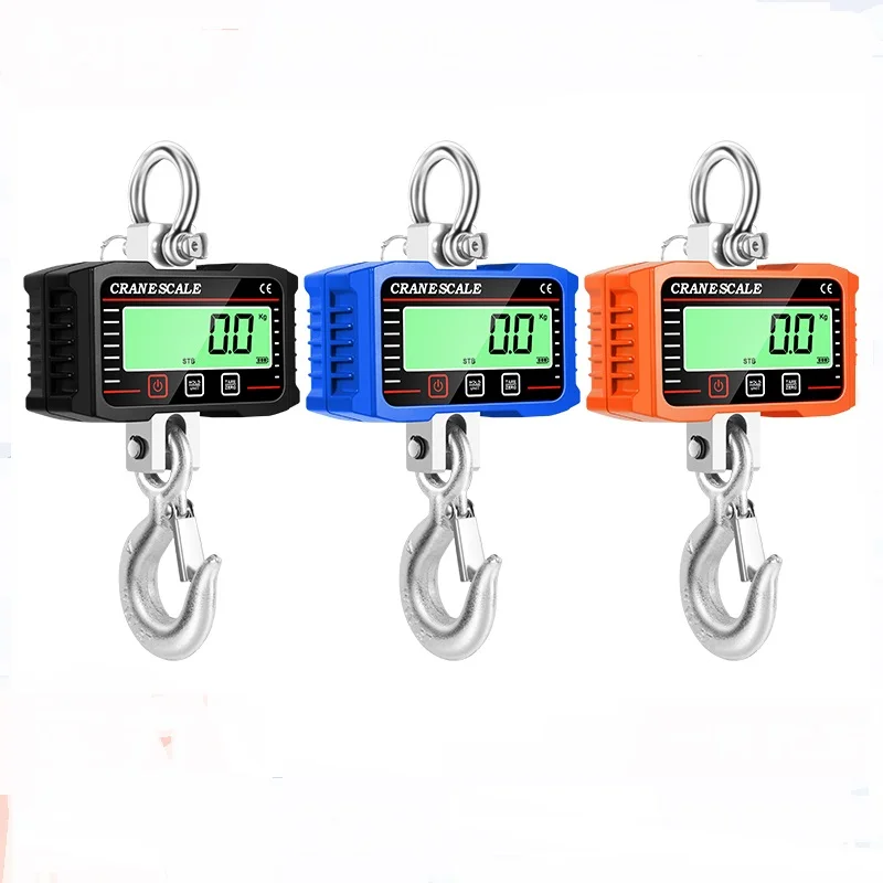 1500KG Digital LCD Crane Scale 500kg/1T High Load Industrial Heavy Duty Alloy Hook Lock Weighing Balance N/lb/kg Hanging Scales