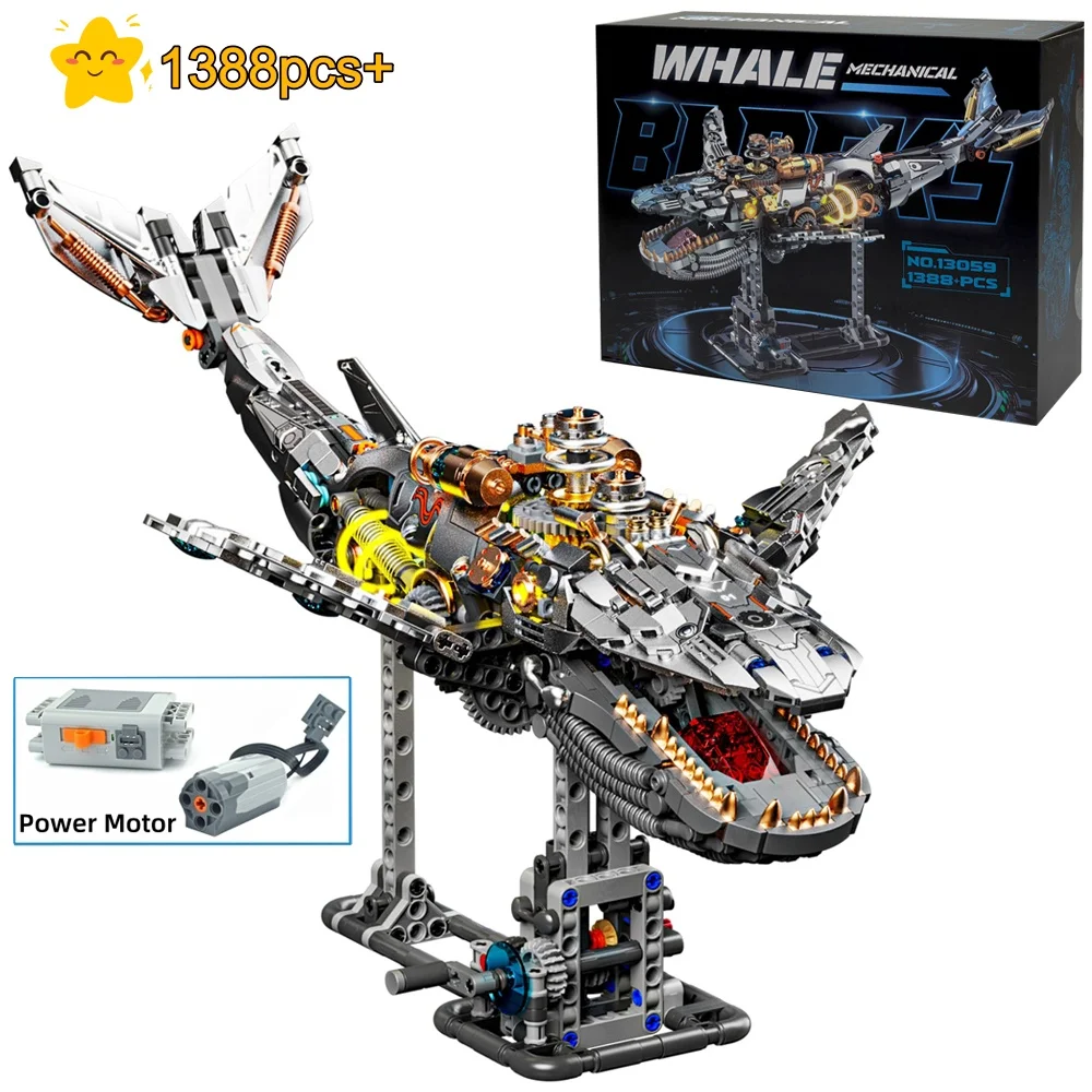

NEW Mechanical Whale Building Blocks MOC Sea Life Model Animal World Set With light Bricks Kids STEM Toys Children's Gifts